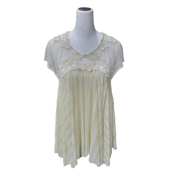 Free People Stars Align Swiss Dot Lace Flowy Sheer Boho Babydoll Tank Top Size M - Picture 2 of 15